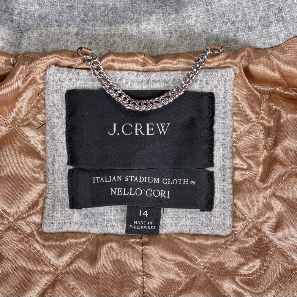 J. Crew Italian Stadium Cloth Hooded Wool Peacoat Womens 14 Gray Minimalist - Picture 6 of 14